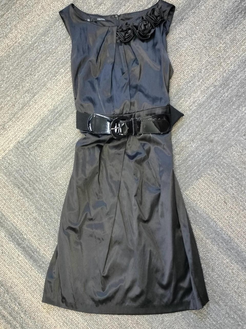 Maurices Black Midi Dress with Rosette Neckline